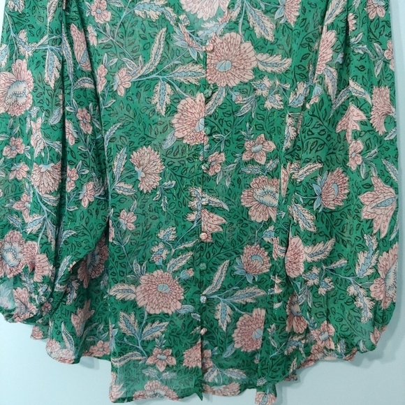 TORRID CHIFFON LUREX BUTTON-UP BLOUSE - Picture 3 of 9